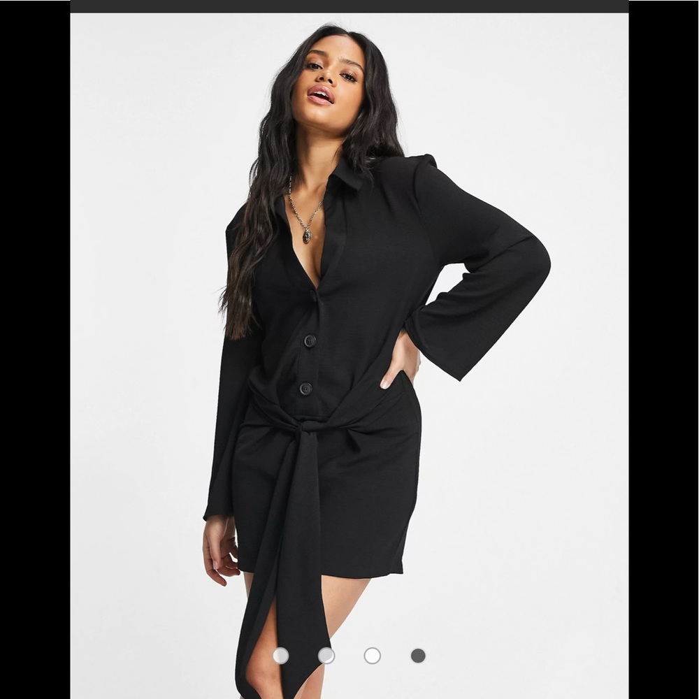 ASOS Design Black Tie Front Dress Sz 2